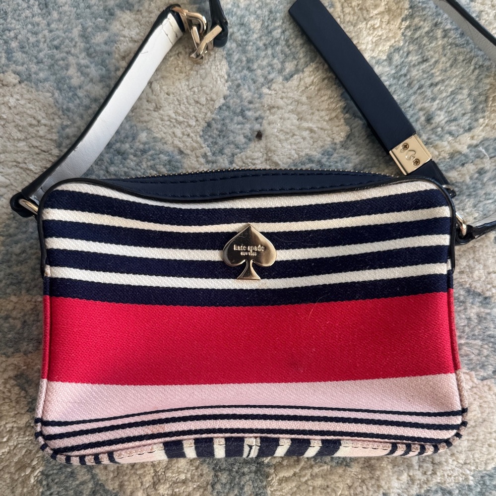 Kate Spade Striped Crossbody Bag in Navy and Pink